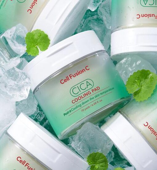 快速降溫減紅🧊韓國 Cell Fusion C CICA Cooling Pad 🌿70%積雪草舒緩清爽冰感爽膚棉片 - 70片裝