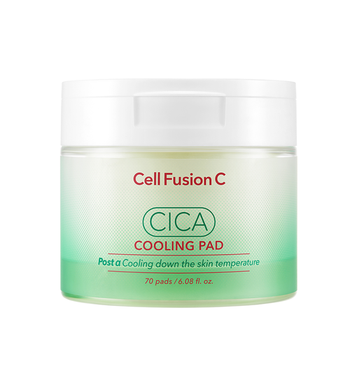 快速降溫減紅🧊韓國 Cell Fusion C CICA Cooling Pad 🌿70%積雪草舒緩清爽冰感爽膚棉片 - 70片裝