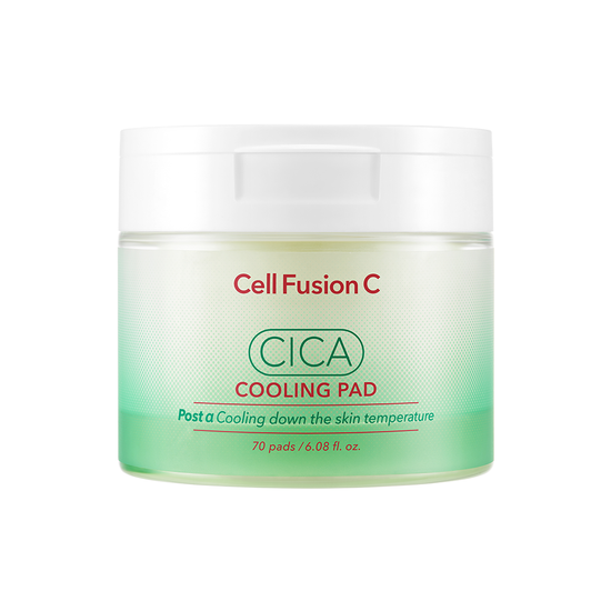快速降溫減紅🧊韓國 Cell Fusion C CICA Cooling Pad 🌿70%積雪草舒緩清爽冰感爽膚棉片 - 70片裝