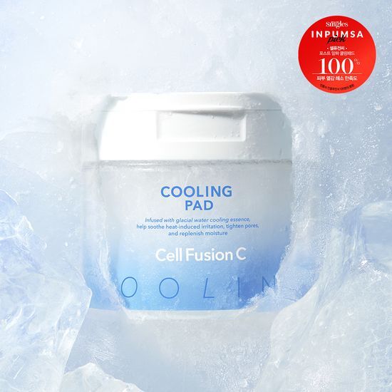 #5秒降溫！韓國 GlowPick🏆 Cell Fusion C Cooling Pad 冰川水降溫鎮靜毛孔護理爽膚棉片 - 70片裝