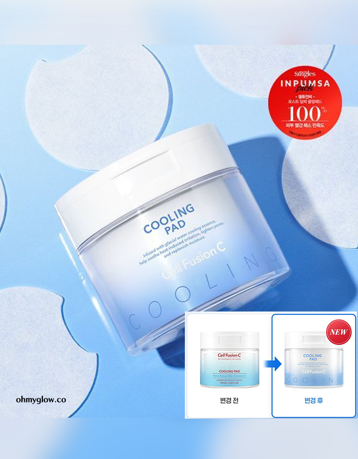 #5秒降溫！韓國 GlowPick🏆 Cell Fusion C Cooling Pad 冰川水降溫鎮靜毛孔護理爽膚棉片 - 70片裝