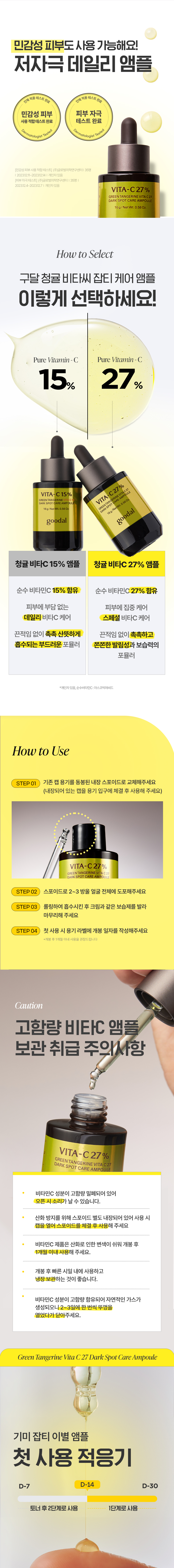 加強修護版 7日有感～韓國 Goodal Green Tangerine VITA C 27% Dark Spot Care Ampoule 高濃度青橘純維他命C 27%淡斑修護安瓶 