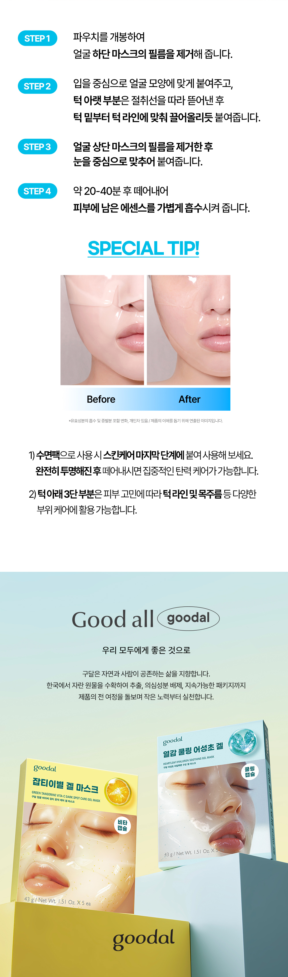 敷後變透明~韓國 Goodal Heartleaf Hyaluron Soothing Gel Mask 魚腥草透明質酸降溫膠囊 X 膠原蛋白精華 3段式連下巴保濕舒緩果凍面膜 一盒5片裝 - 2種選擇