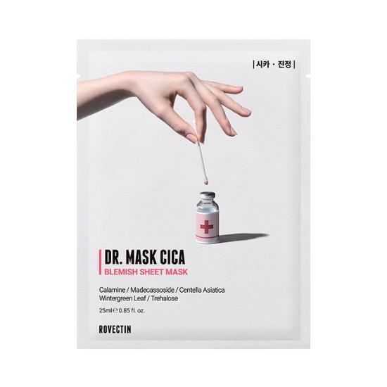 急救鎮靜抗炎痘痘泛紅肌～GlowPick🏆 韓國 Rovectin Dr. Mask Cica 積雪草抗炎舒緩安瓶面膜 5片裝 (散裝/盒裝) - 2種選擇