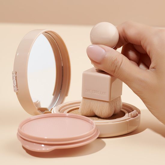 OliveYoung高評滿分氣墊！韓國 The Tool Lab Stamp Skinfit Cushion Glow + Brush 120小時持久自然水光薄透粉底氣墊連印章掃 - 3色選擇