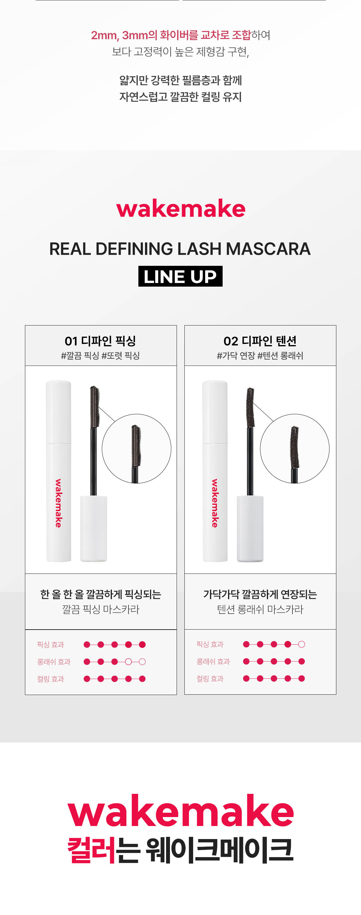 睫毛膏 X 睫毛攝子一體式～韓國 WakeMake Real Defining Lash Mascara 金屬X睫毛Tweezer梳刷雙重刷頭睫毛膏(自然捲翹/自然纖長) - 2色選擇