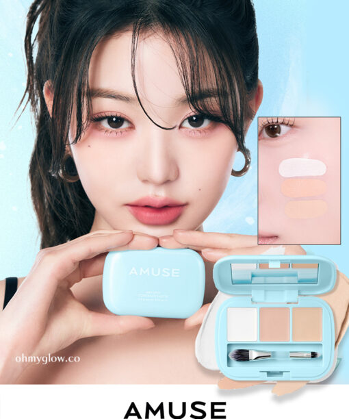 韓國 AMUSE Airy Spot Concealer Palette 遮瑕X提亮X校色3合1輕盈無瑕3色遮瑕盤連掃