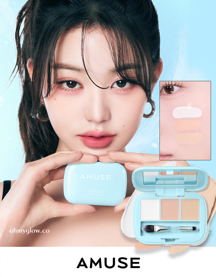 韓國 AMUSE Airy Spot Concealer Palette 遮瑕X提亮X校色3合1輕盈無瑕3色遮瑕盤連掃