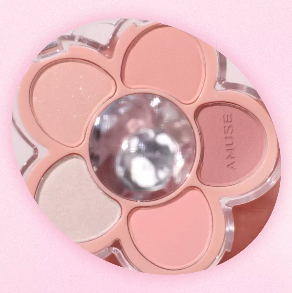 〖眼影．胭脂．高光 all in one〗韓國 AMUSE X 員瑛 Flora Eye Palette 花花眼影盤內附鏡子(#01-04) - 4色調選擇
