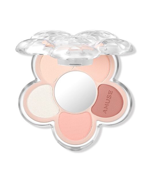 〖眼影．胭脂．高光 all in one〗韓國 AMUSE X 員瑛 Flora Eye Palette 花花眼影盤內附鏡子(#01-04) - 4色調選擇