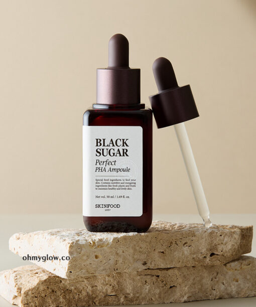 5種天然果酸～韓國Skinfood Black Sugar Perfect PHA Ampoule 黑糖高濃度果酸去角質柔膚亮肌安瓶精華 - 50ml