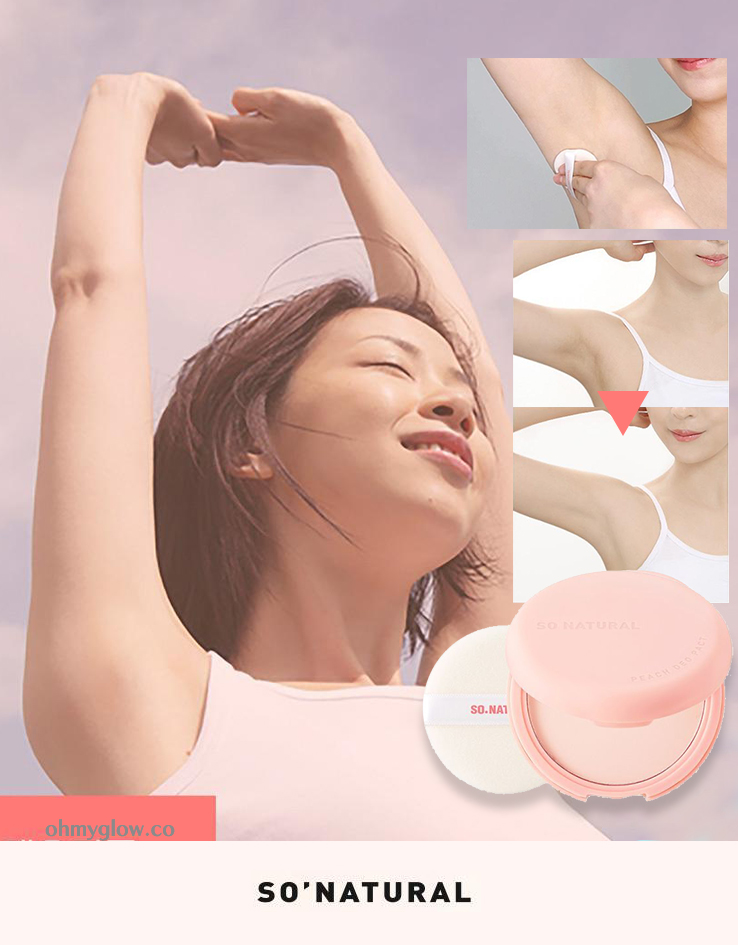 腋下汗味暗沉OUT！ 韓國 So Natural Peach Deo Pact 腋下清爽美白提亮蜜桃香氛粉餅