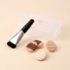 韓國 Studio17 Skin Fit Base Makeup Kit 輕薄服貼修飾毛孔迷你一字粉底掃＋迷你手指粉撲4個(霧面款x2, 光澤款 x 2)連收納盒 底妝套裝