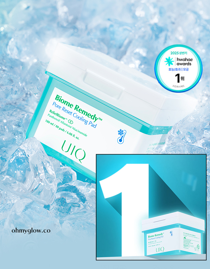 3秒涼感～韓國 UIQ Biome Remedy Pore Reset Cooling Pad 專利微生物群收毛孔降溫鎮靜爽膚棉片 - 80片裝