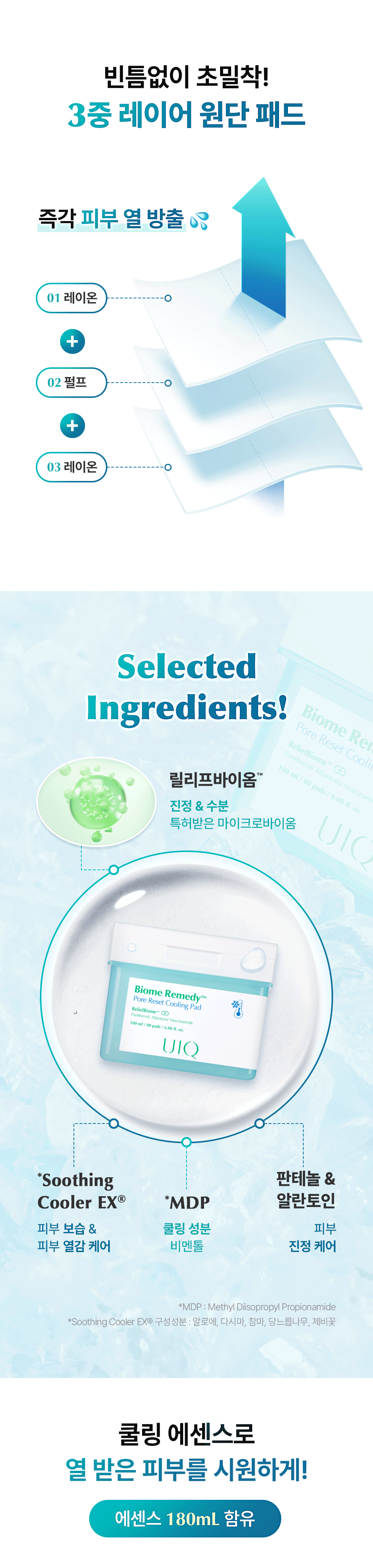 3秒涼感~韓國 UIQ Biome Remedy Pore Reset Cooling Pad 專利微生物群收毛孔降溫爽膚棉片 - 80片裝