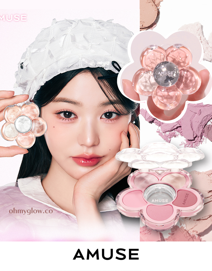 〖眼影．胭脂．高光 all in one〗韓國 AMUSE X 員瑛 Flora Eye Palette 花花眼影盤內附鏡子(#01-04) - 4色調選擇