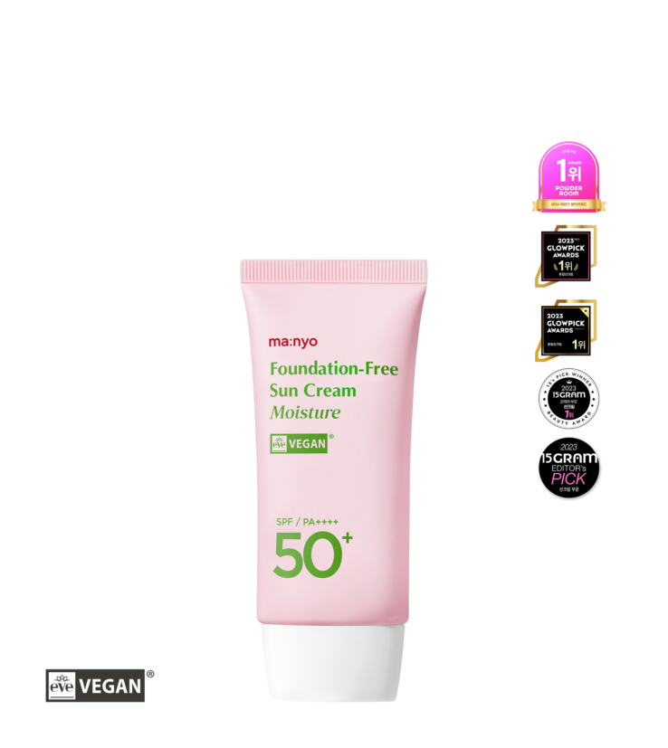 代替粉底液的防曬～水潤版 韓國 manyo Foundation- Free Sun Cream Moisture SPF50+ PA++++無粉感素顏霜自然美肌保濕提亮防曬霜 - 50ml