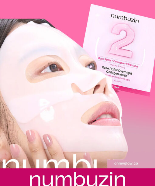 一夜急救減紋回復彈嫩~韓國 numbuzin No.2 Rose PDRN Overnight Collagen Mask 2號💗玫瑰 PDRN X 65% 膠原蛋白緊緻回彈睡眠面膜一盒4片裝(盒裝/散裝) - 2種選擇