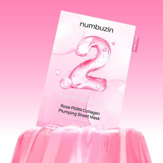 25年新升級～韓國 numbuzin No.2 Rose PDRN Collagen Plumping Sheet Mask 2號玫瑰 PDRN X 65% 膠原蛋白水潤彈力一盒5片裝(盒裝/散裝) - 2種選擇