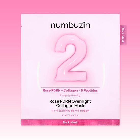 一夜急救減紋回復彈嫩～numbuzin No.2 Rose PDRN Overnight Collagen Mask 2號💗玫瑰 PDRN X 65% 膠原蛋白緊緻回彈睡眠面膜一盒4片裝(盒裝/散裝) - 2種選擇
