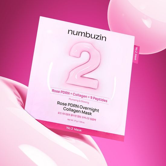 一夜急救減紋回復彈嫩～numbuzin No.2 Rose PDRN Overnight Collagen Mask 2號💗玫瑰 PDRN X 65% 膠原蛋白緊緻回彈睡眠面膜一盒4片裝(盒裝/散裝) - 2種選擇