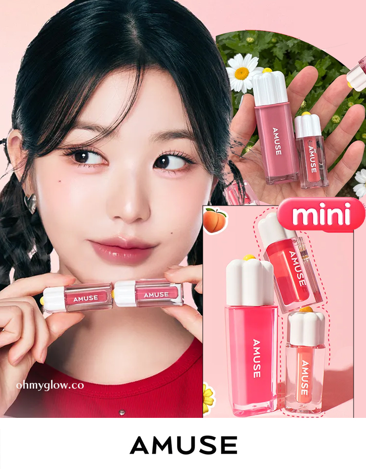 皇牌熱賣色迷你唇釉SET～張員瑛同款！打造水潤花瓣唇🌼～韓國 AMUSE Dew Tint Mini Duo 水光純素🌼花瓣露水唇釉限量迷你唇釉2件套裝(Warm Tone / Cool Tone) - 2款選擇