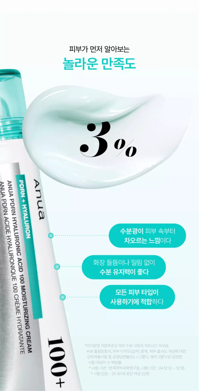 100小時深層保濕力～韓國 ANUA PDRN Hyaluronic Acid 100 Moisture Cream 三文魚PDRN X 10重透明質酸煥彩保濕面霜 - 60ml