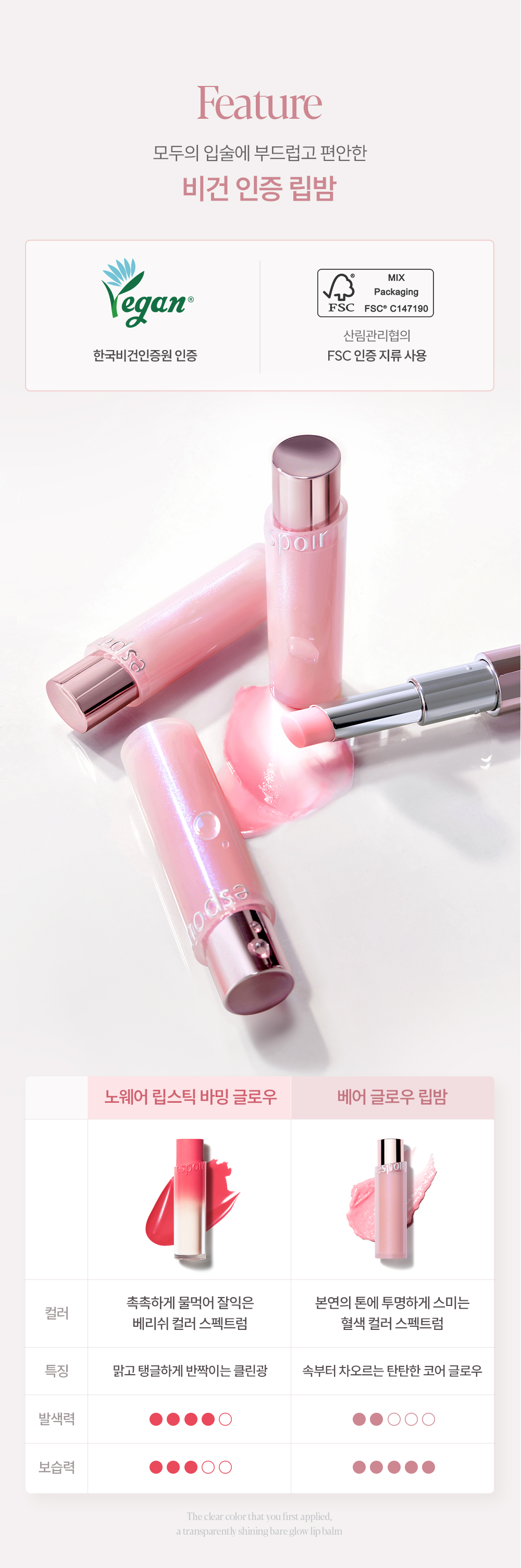 NCT Mark同款! 韓國espoir Bare Glow Lip Balm 水潤透光裸唇潤色護唇膏 - 6色選擇