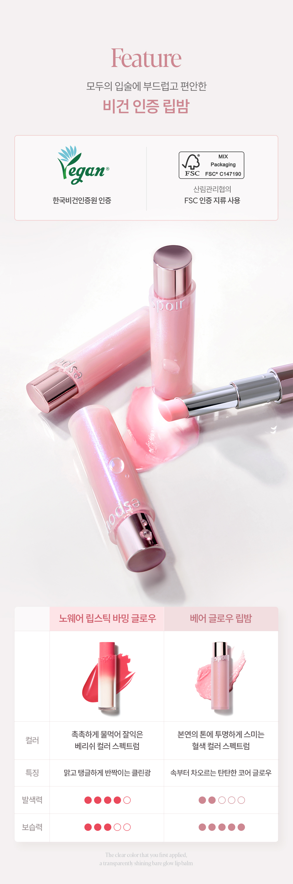 NCT Mark同款! 韓國espoir Bare Glow Lip Balm 水潤透光裸唇潤色護唇膏 - 6色選擇