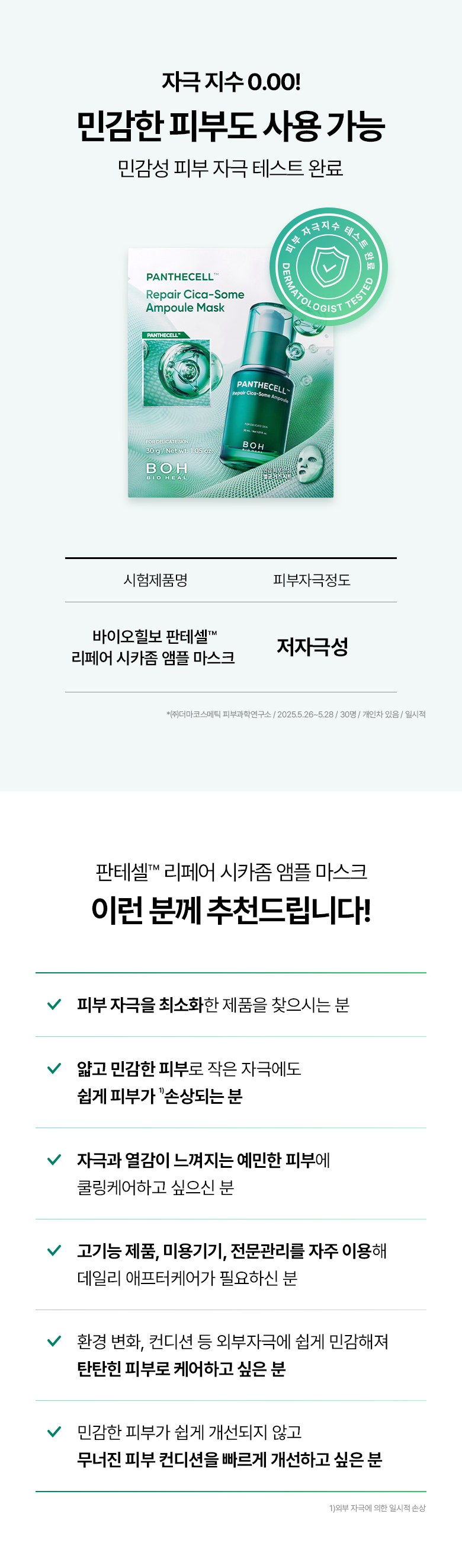 即時舒敏曬後降溫～韓國 Bioheal BOH Panthecell Repair Cica-Some Ampoule Mask 專利泛醇B5X積雪草外泌體修復保濕舒敏安瓶精華面膜 (單片/5片) - 2種選擇