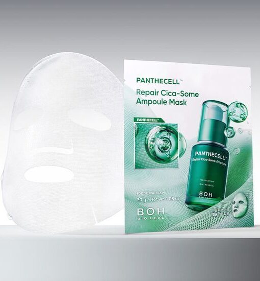 即時舒敏曬後降溫～韓國 Bioheal BOH Panthecell Repair Cica-Some Ampoule Mask 專利泛醇B5X積雪草外泌體修復保濕舒敏安瓶精華面膜 (單片/5片) - 2種選擇