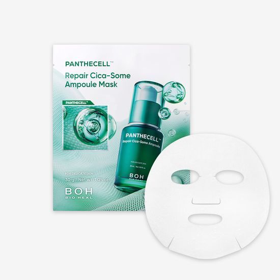 即時舒敏曬後降溫～韓國 Bioheal BOH Panthecell Repair Cica-Some Ampoule Mask 專利泛醇B5X積雪草外泌體修復保濕舒敏安瓶精華面膜 (單片/5片) - 2種選擇