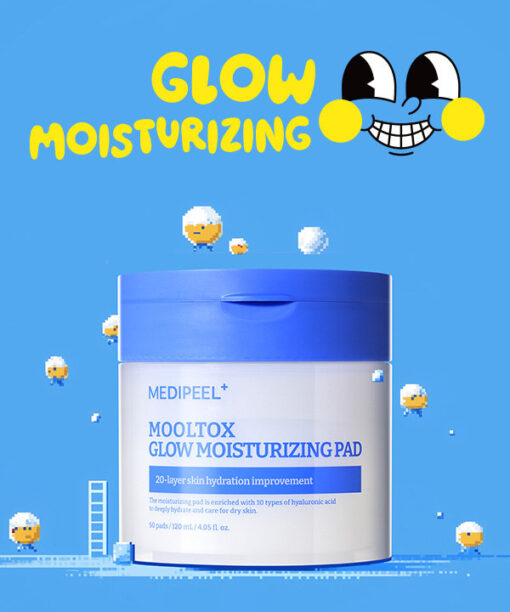 韓國 Daiso x Medi Peel Mooltox Glow Moisturizing Pad 2.0 10重透明質酸胜肽深層保濕爽膚棉片- 50片裝