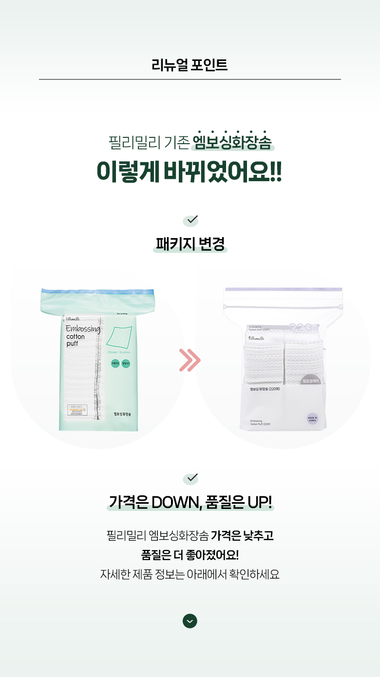 新升級～韓國 Fillimilli Embossing Cotton Puff 壓紋100%純棉化妝棉 220片裝
