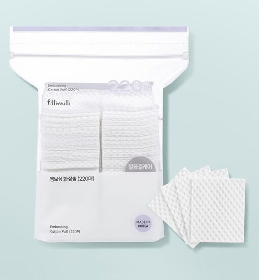 新升級～韓國 Fillimilli Embossing Cotton Puff 壓紋100%純棉化妝棉 220片裝