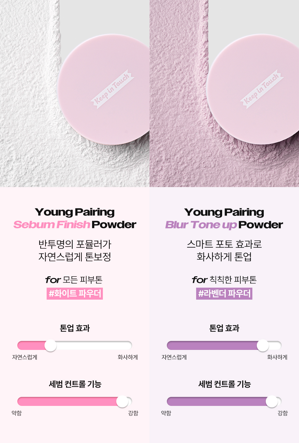 李時安蜜粉！韓國 Keep in Touch Young Pairing Sebum Finish Powder 毛孔隱形控油定妝蜜粉(白色/紫色提亮) - 2款選擇