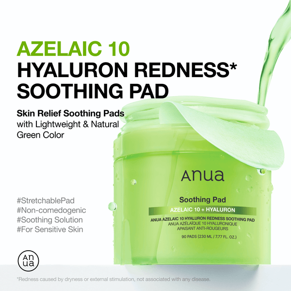 韓國 ANUA Azelaic 10 Hyaluron Redness Soothing Pad 壬二酸透明質酸積雪草去紅抗痘爽膚棉片 - 90片裝