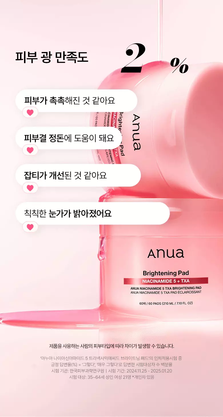韓國 ANUA Niacinamide 5 TXA Brightening Pad 活性5%維B3菸鹼醯胺+TXA傅明酸美白淡斑爽膚棉片 - 60片裝