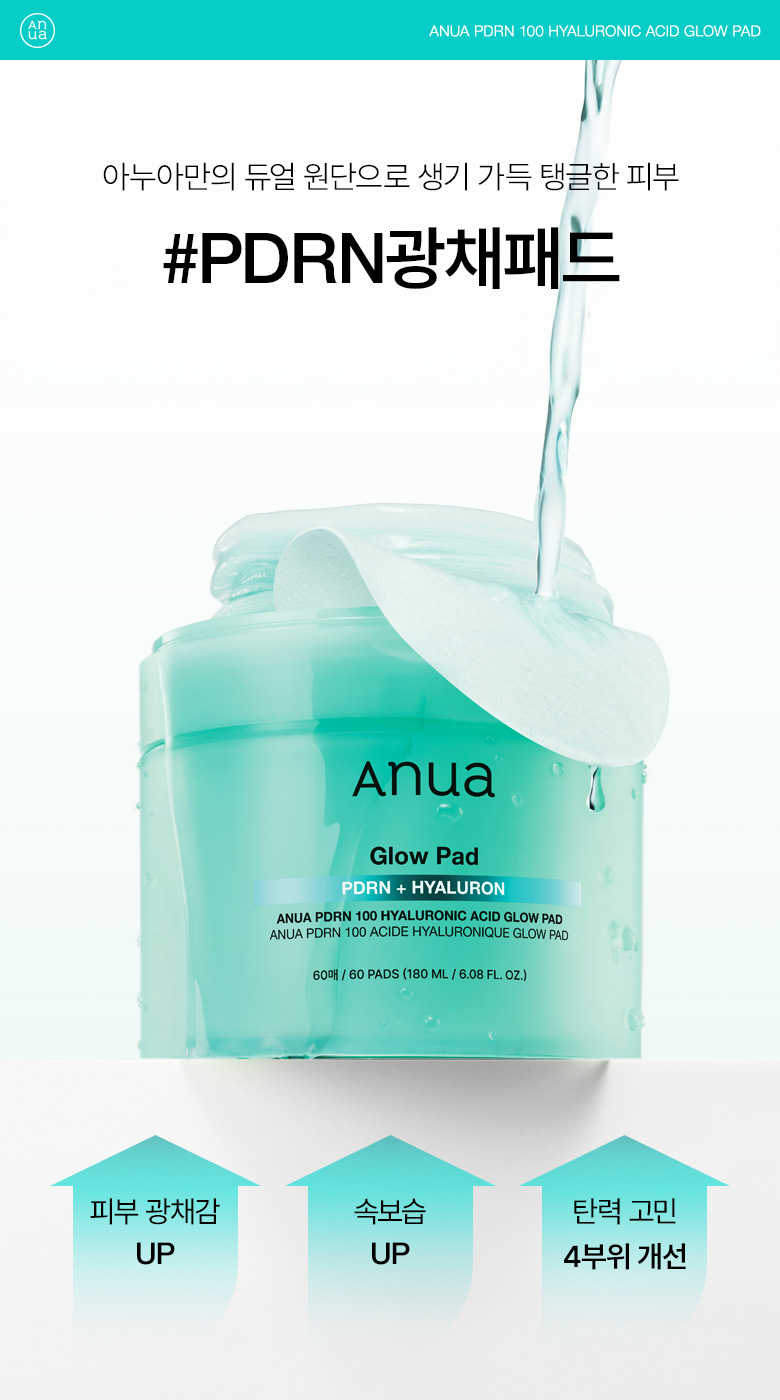 韓國 ANUA PDRN 100 Hyaluronic Acid Glow Pad 三文魚PDRN透明質酸膠原蛋白水光煥活保濕彈力濕敷精華爽膚棉片 - 60片裝