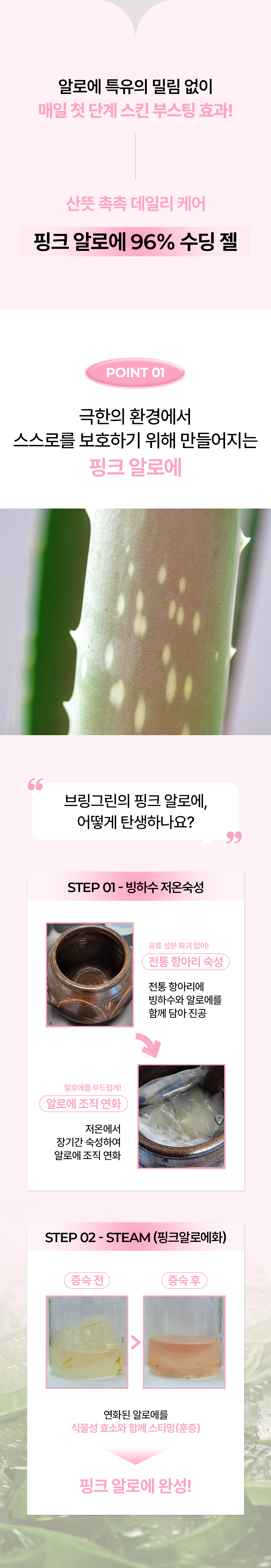 Bring Green Pink Aloe 96% Soothing Gel 純淨96%粉紅蘆薈舒緩保濕凝膠啫喱