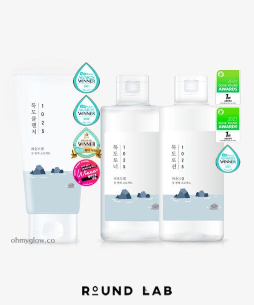 🏆【韓國No.1 皇牌套裝】~ Round Lab 1025 Dokdo (Cleanser + Toner + Lotion) 獨島爽膚水200ml + 乳液200ml + 潔面150ml 優惠3件組合