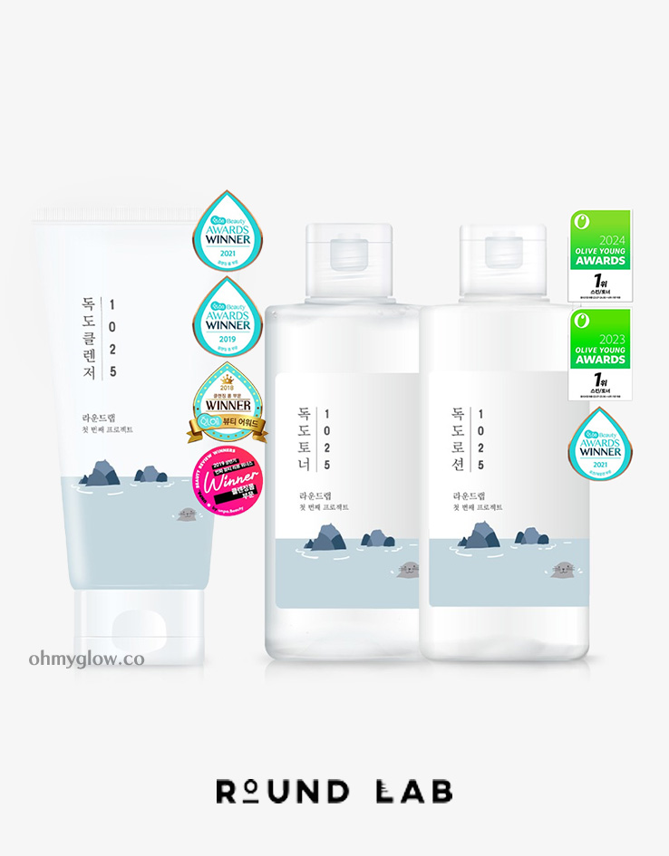 🏆【韓國No.1 皇牌套裝】~ Round Lab 1025 Dokdo (Cleanser + Toner + Lotion) 獨島爽膚水200ml + 乳液200ml + 潔面150ml 優惠3件組合