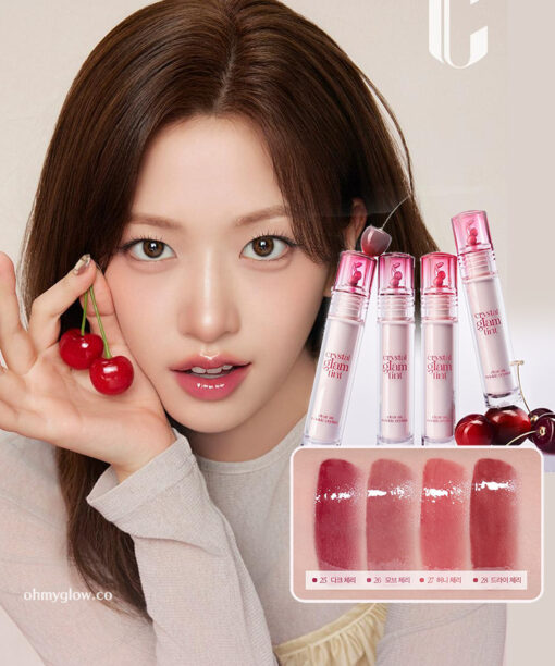 新色🍒Cherry 系列入【Harry Potter送KeyRing】消委會5星唇彩！韓國 Clio X 俞真 Crystal Glam Tint 晶透玻璃水光唇釉#01-28 - 28色選擇