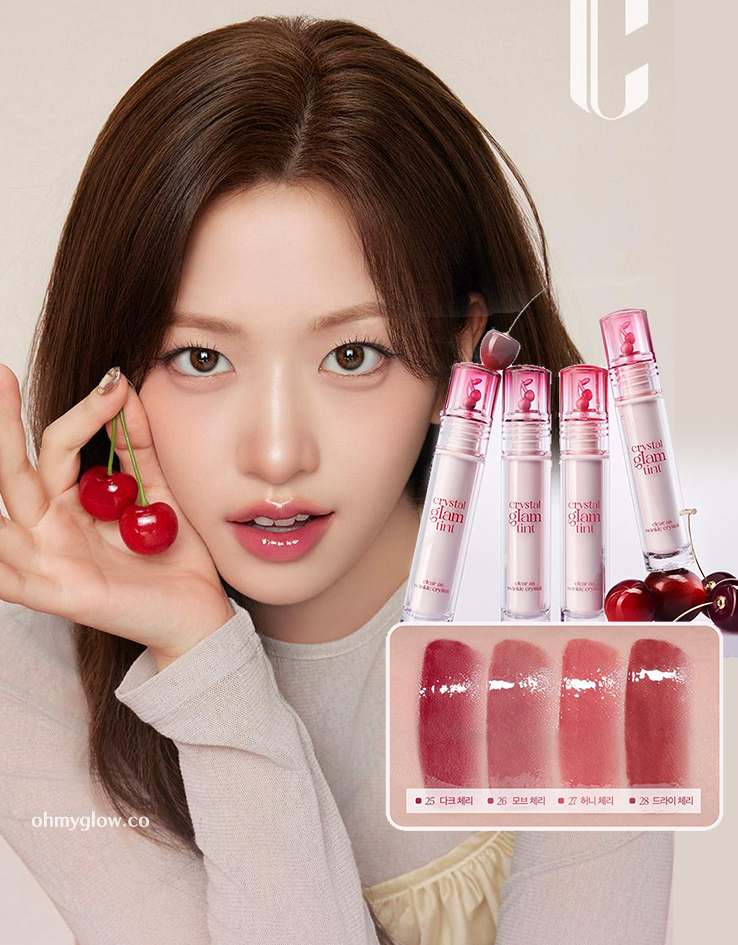 新色🍒Cherry 系列入【Harry Potter送KeyRing】消委會5星唇彩！韓國 Clio X 俞真 Crystal Glam Tint 晶透玻璃水光唇釉#01-28 - 28色選擇