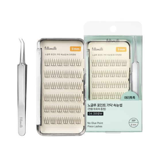 【附送睫毛攝子】韓國 FilliMilli No Glue Point Piece Lashes 免膠分段式假眼睫毛36片裝 - 4種款式選擇