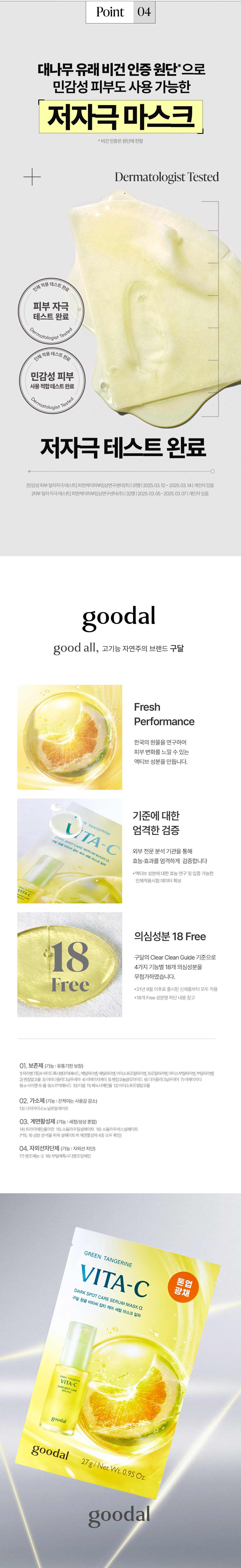 〖新升級Alpha版!美白成分增150%〗韓國 goodal Green Tangerine Vita C Dark Spot Care Serum Mask 濟州青橘維C美白保濕面膜