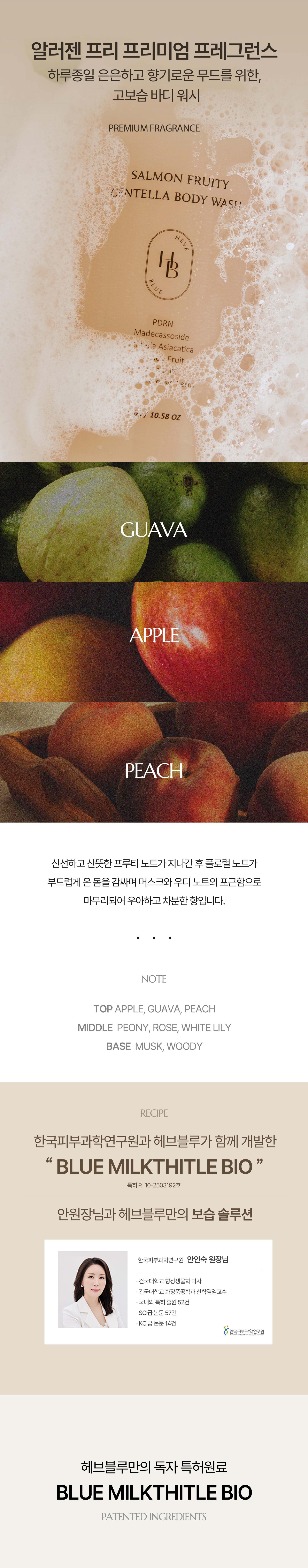 韓國 HEVEBLUE Salmon Fruity Centella Body Wash 三文魚子PDRN X 鮮果萃取 X 積雪草水潤修護身體沐浴露 - 300ml