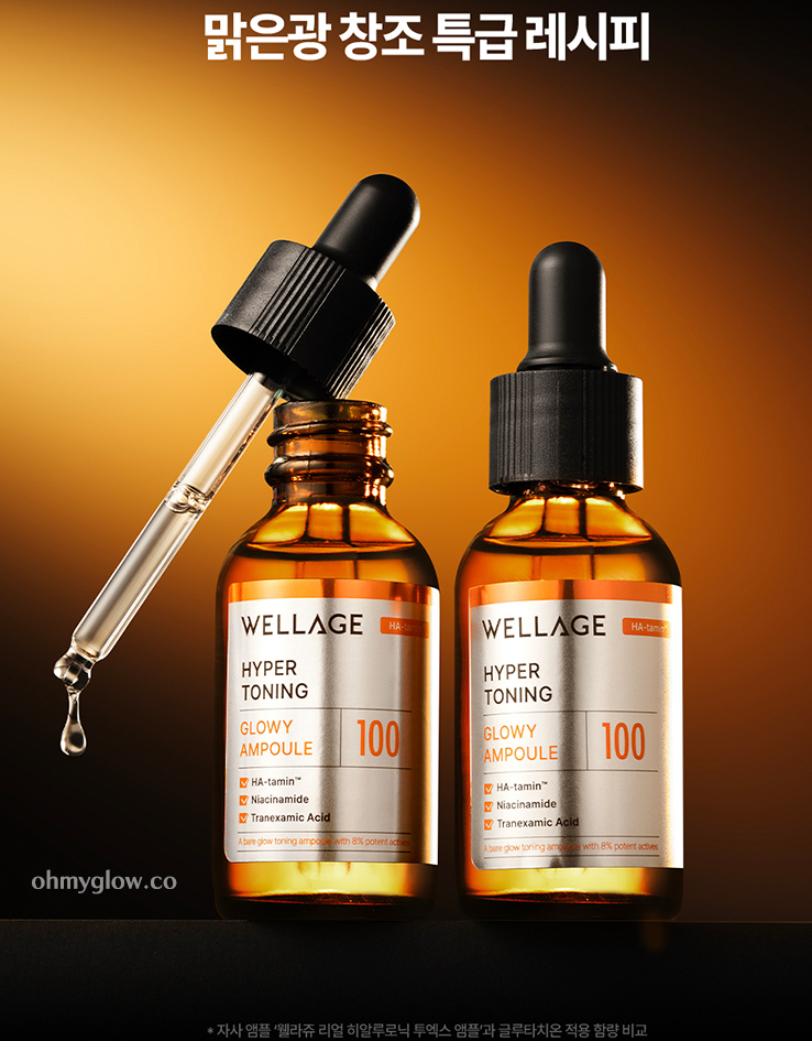 肌底光采～韓國 Wellage Hyper Toning Glow Ampoule 傳明酸X穀胱甘肽X維B3美白安瓶精華 - 30ml