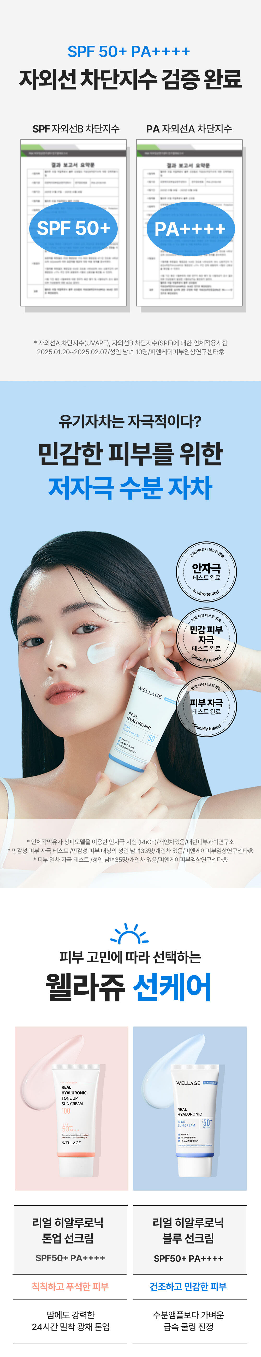 韓國 GlowPick🏆 Wellage Real Hyaluronic Blue Sunscreen 高效水潤透明質酸降溫保濕防曬霜SPF50+ PA++++ - 50ml