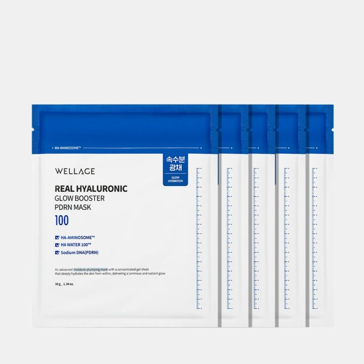醫美級家用面膜～韓國 Wellage Real Hyaluronic Glow Booster PDRN Gel Mask 鮭魚PDRN X 透明質酸水潤光澤果凍面膜 一盒5片裝 - 2種選擇